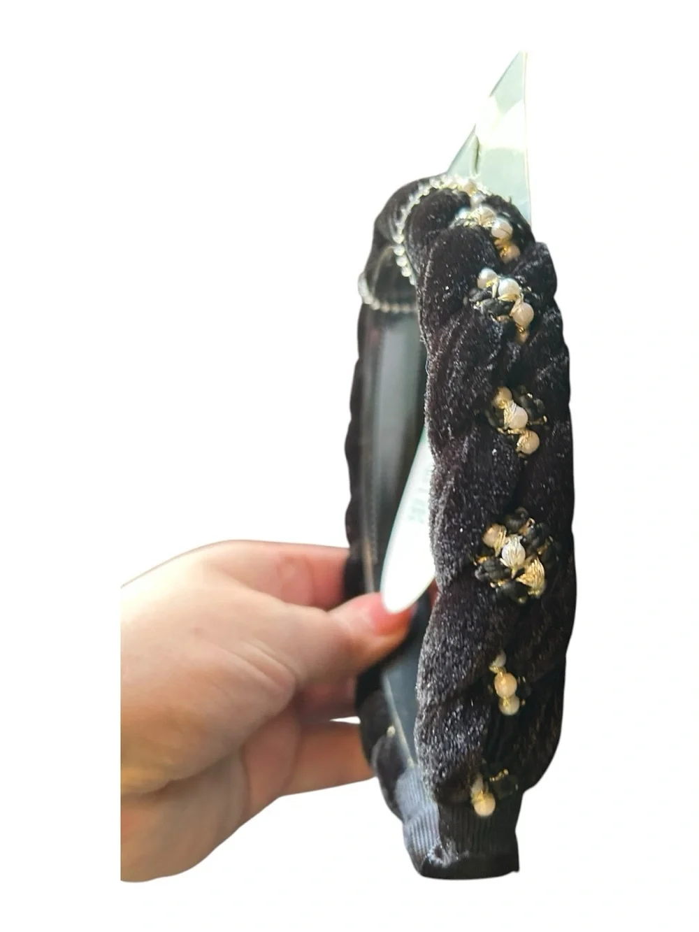 4/$20 Black Velvet Braided Headband - Fashion